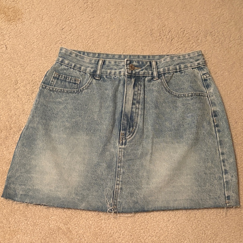 SHEIN Light Blue Denim Mini Skirt